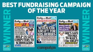 Mail Force wins the award for Best Brand-led Fundraising Campaign at the 2021 Purpose Awards.